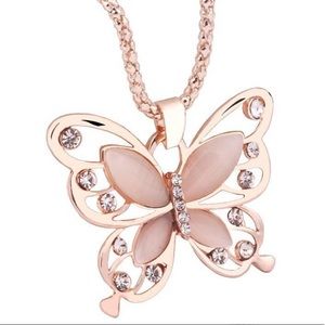 18k Rose Gold Butterfly Pendant Necklace